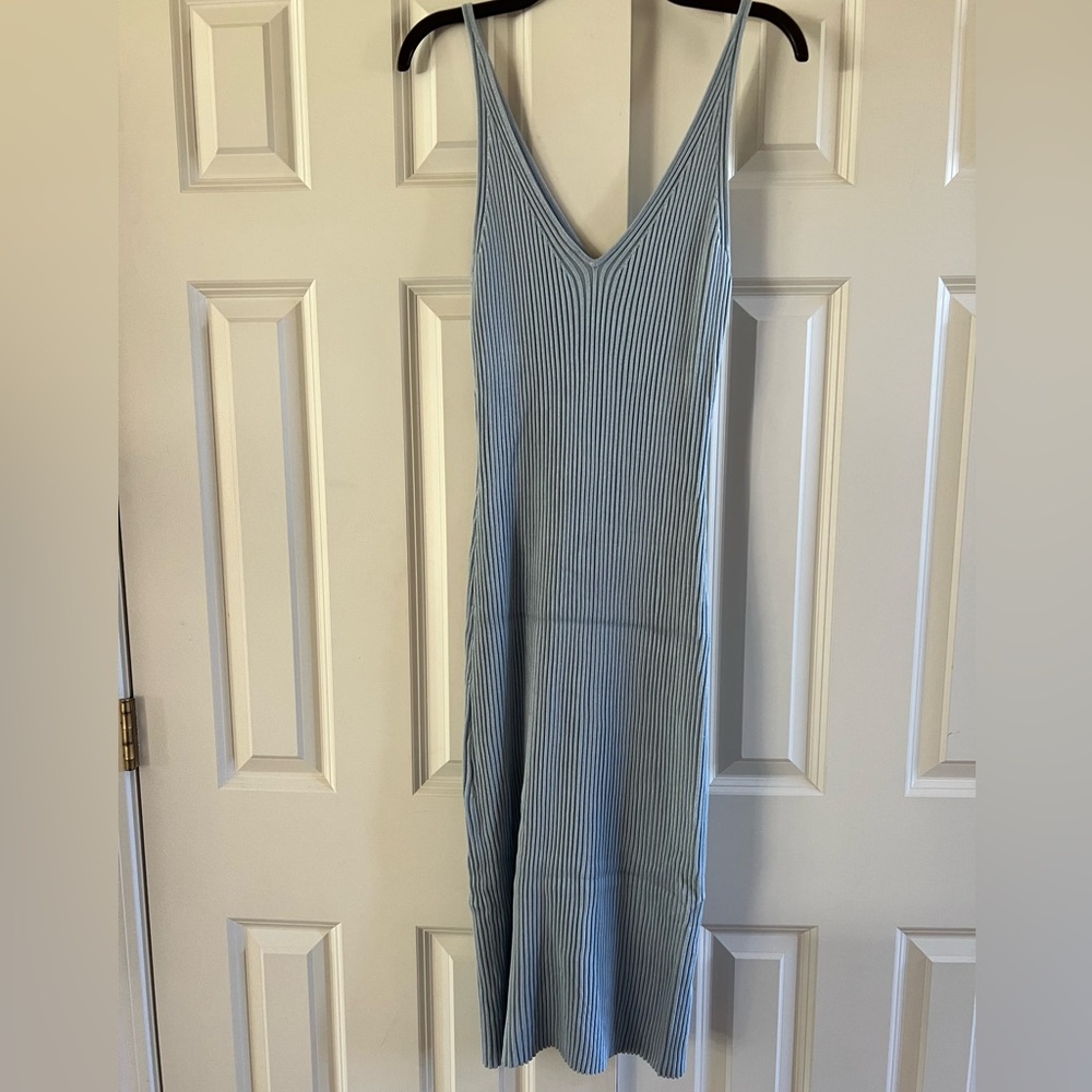 Abercrombie & Fitch Women’s Light Blue V-Neck Ribbed Dress Size XLarge - Picture 4 of 5